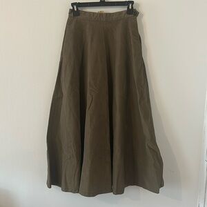 VINTAGE Ralph Lauren Brown High-Waisted Twill A-Line Midi Skirt Size 6
